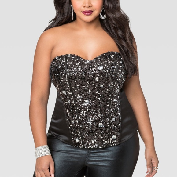 Ashley Stewart Tops - Sexy EMBELLISHED SEQUIN RHINESTONE CORSET